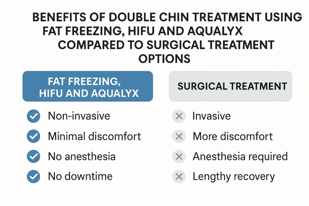 Graphic about the benefits of double chin treatment Epping - from LA LIPO