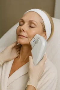 Woman receiving HIFU non surgical facelift treatment Epping